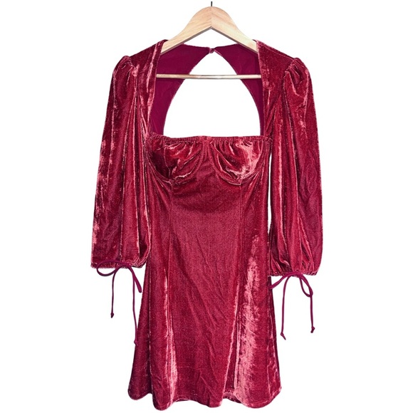 NWT For Love & Lemons Nadine Velvet Bustier Mini Dress in Rust - Picture 5 of 8